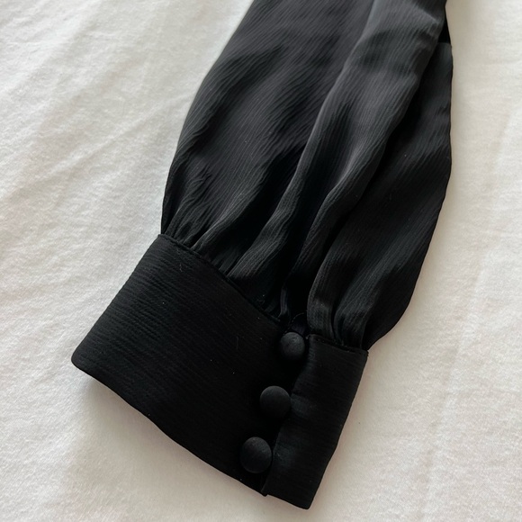 Black silky top with button detail - Picture 3 of 4